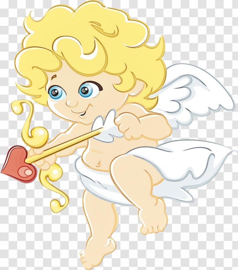 Cartoon Fictional Character Cupid Clip Art Angel - Wet Ink - Sticker Transparent PNG
