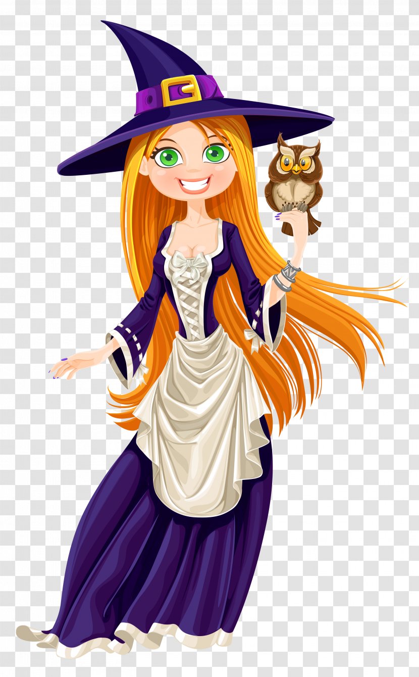 Witchcraft Clip Art - Silhouette - Halloween Witch With Owl Clipart Transparent PNG