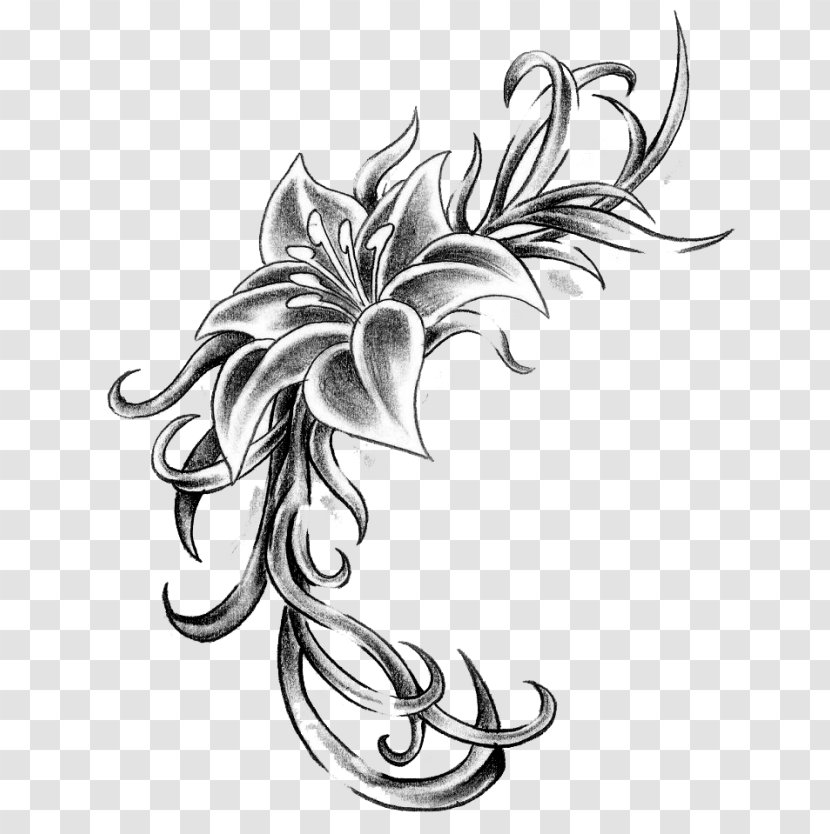 Cross-stitch Lily Pattern Flower Tattoo - Temporary Transparent PNG