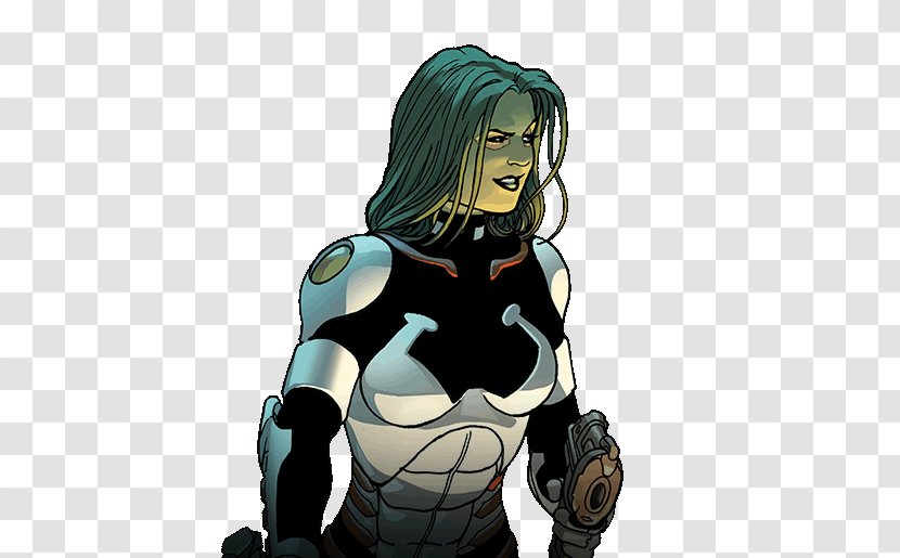 Superhero Black Hair Cartoon - Fictional Character - Marvel Gamora Transparent PNG
