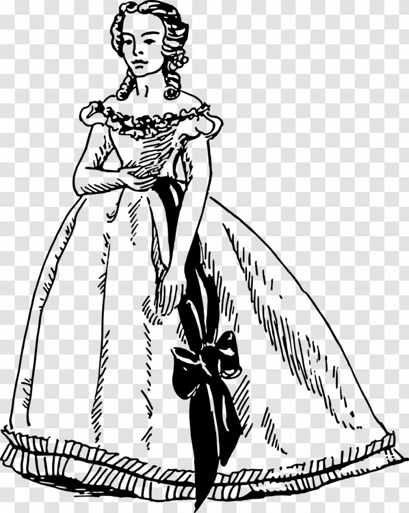 Gown Dress Crinoline Clothing Clip Art - Drawing Transparent PNG
