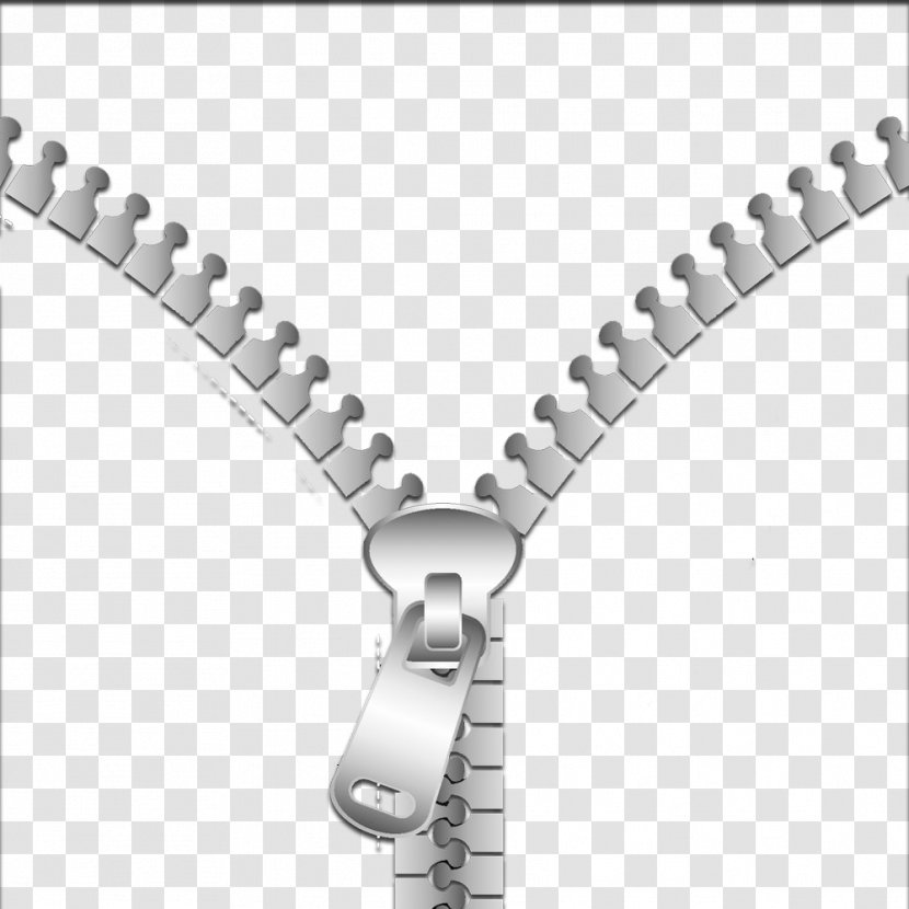Zipper Clip Art - Black And White - Half Of The Pull Transparent PNG