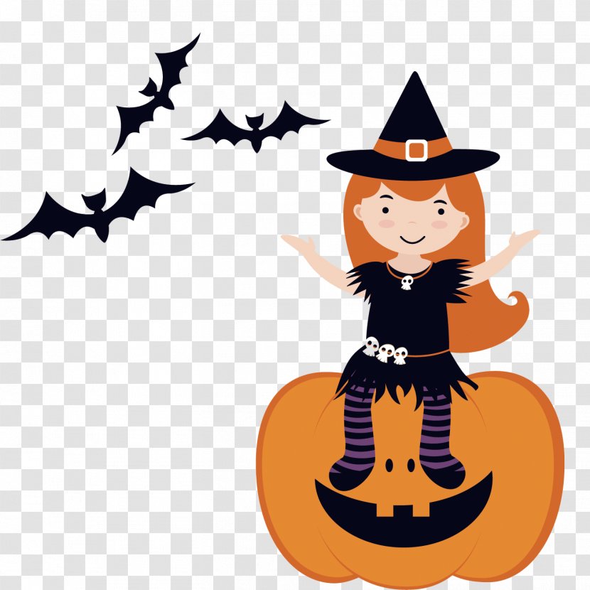 Halloween Witchcraft Clip Art - Little WitchPumpkin Transparent PNG