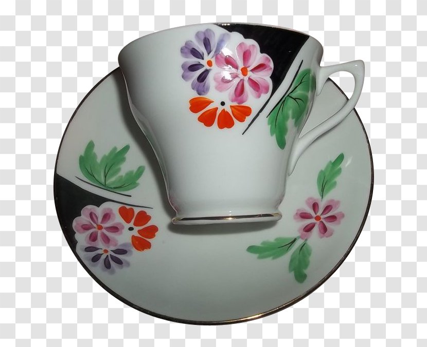 Coffee Cup Saucer Mug Porcelain - Dinnerware Set - Hand Painted Teacup Transparent PNG