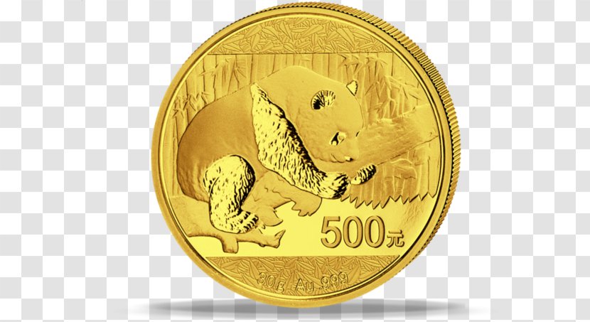 Giant Panda Chinese Gold Coin - 100 Yuan Transparent PNG
