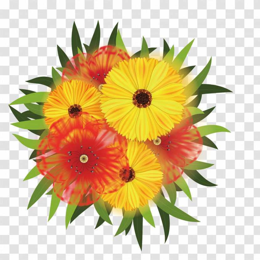 Flower Bouquet Chrysanthemum Clip Art - Daisy Family - Vector Beautiful Transparent PNG