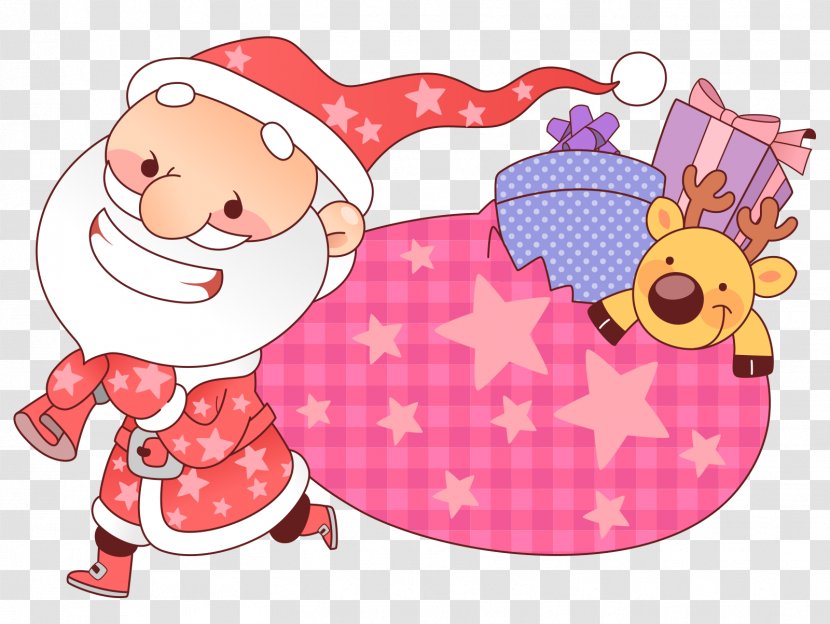 Santa Claus Cartoon - Christmas - Presents Back Transparent PNG