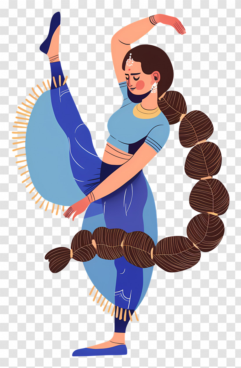 Bharatanatyam - Dancer In Blue Performing A Pose Transparent PNG