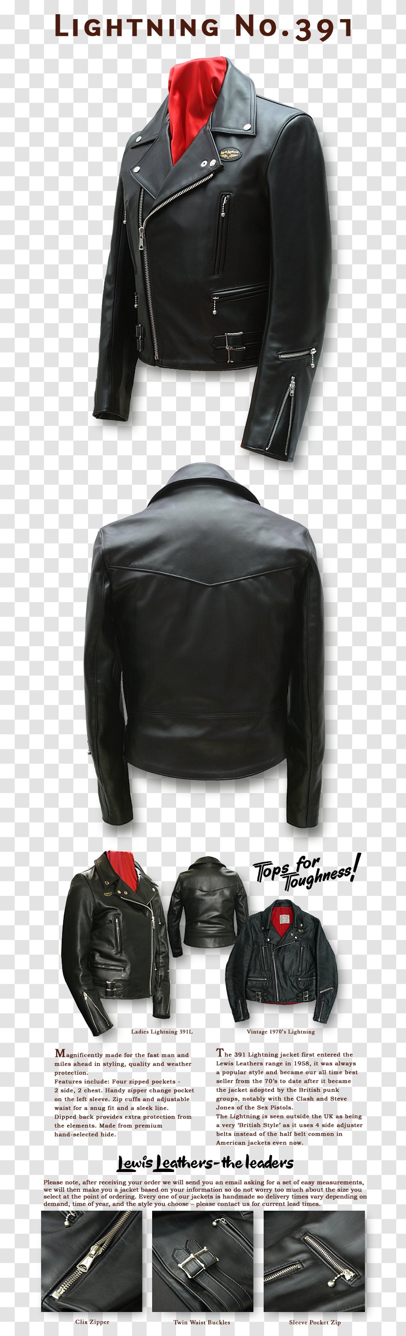 The Black Leather Jacket Lewis Leathers - Flower Transparent PNG