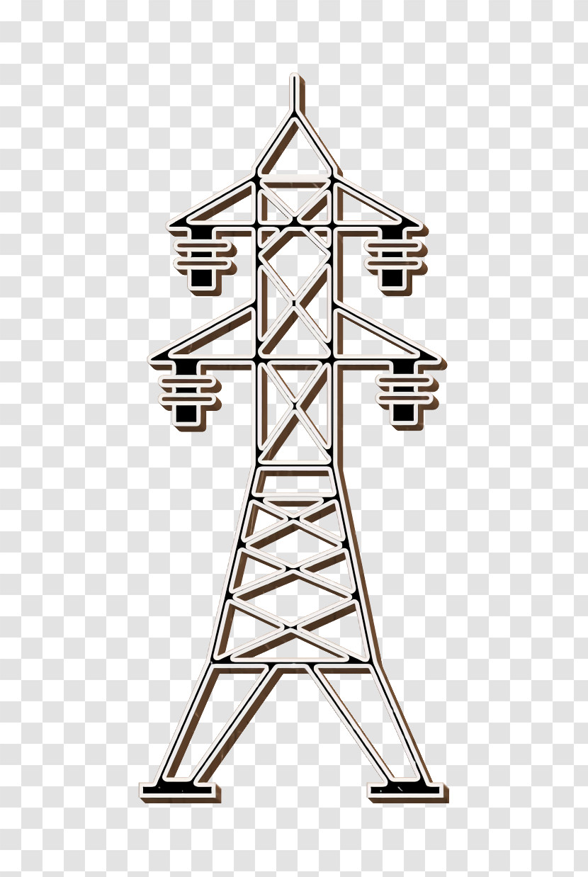 Power Line With Four Insulators Icon Tower Icon Social Icon Transparent PNG