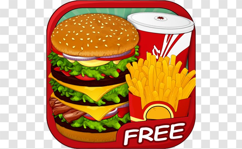 Hamburger French Fries Eco Burger Chef Delicious Free - Sandwich - Yummy Mania Game Apps Transparent PNG