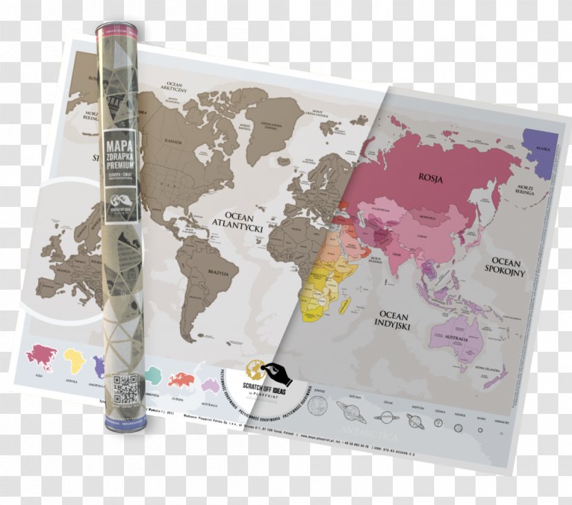 World Map MapkaZdrapka.pl Paper - Gift Transparent PNG