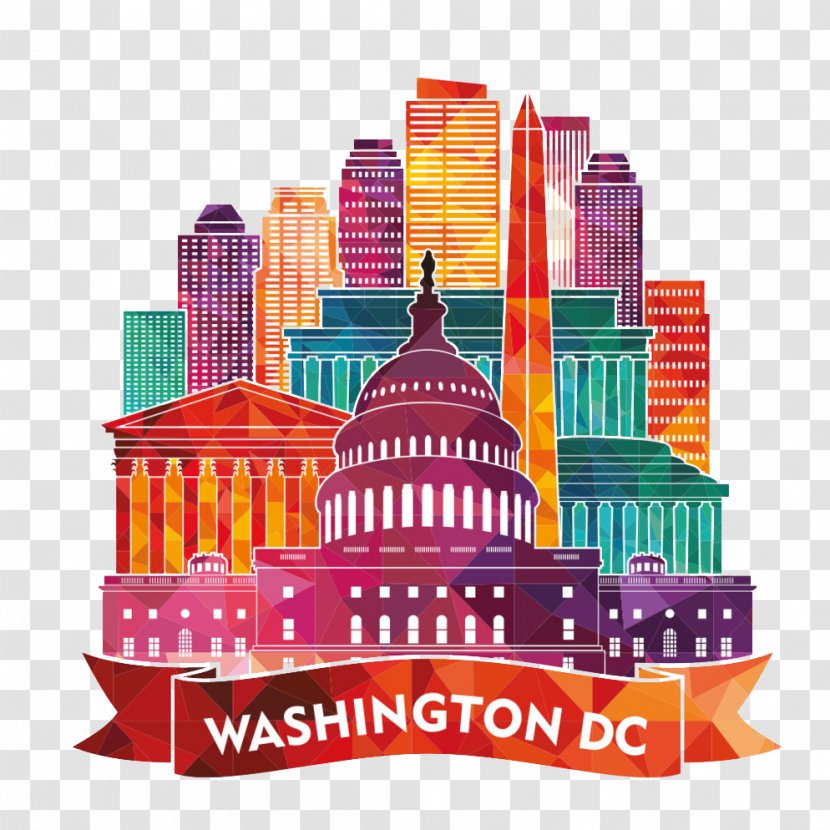 Washington, D.C. Skyline Stock Illustration - Colorful Building Washington DC Silhouette Transparent PNG
