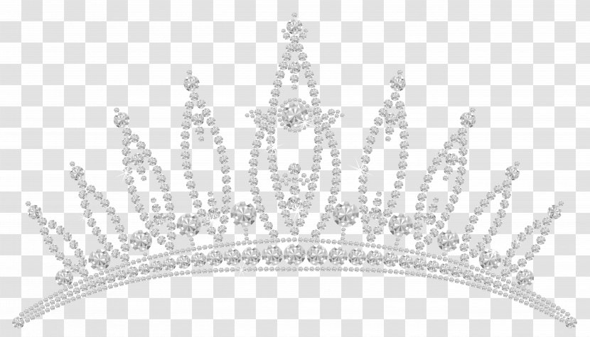 Tiara Crown Clip Art - Black And White - Diamond Clipart Picture Transparent PNG