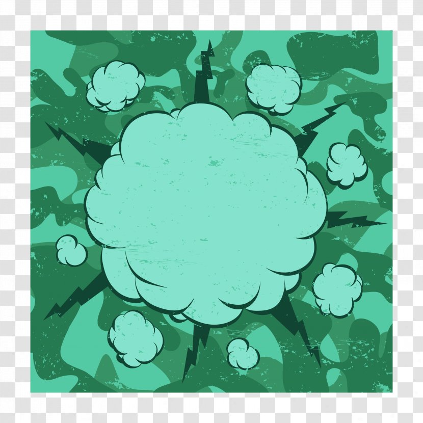 Comics Explosion Cartoon Haze - Green - Comic Exploded Cloud Material Transparent PNG