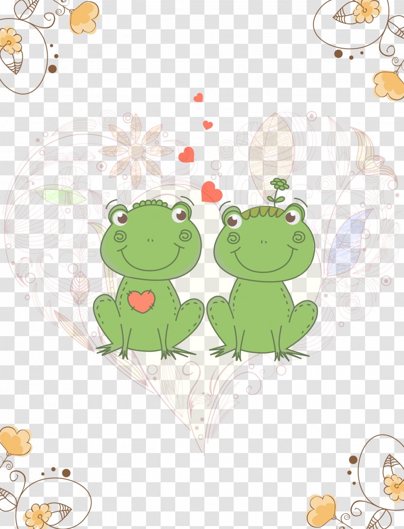 Frog Wedding Invitation Valentines Day Greeting Card Postcard - Vector Transparent PNG
