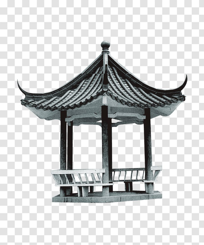 Chinese Pavilion Template - Black And White - Triangle Transparent PNG