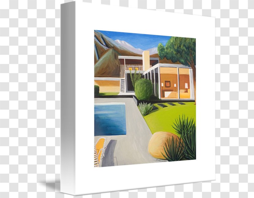 Kaufmann House Window Painting Majorelle Blue Garden - Picture Frame - Midcentury Transparent PNG