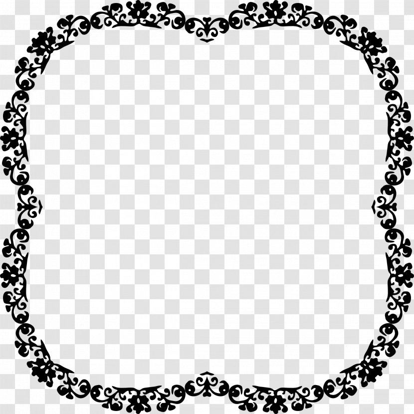 Borders And Frames Black White Drawing Clip Art - Heart Transparent PNG