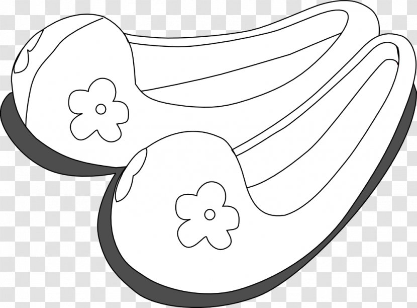 Black And White Slipper Clip Art - Frame - Sandal Transparent PNG