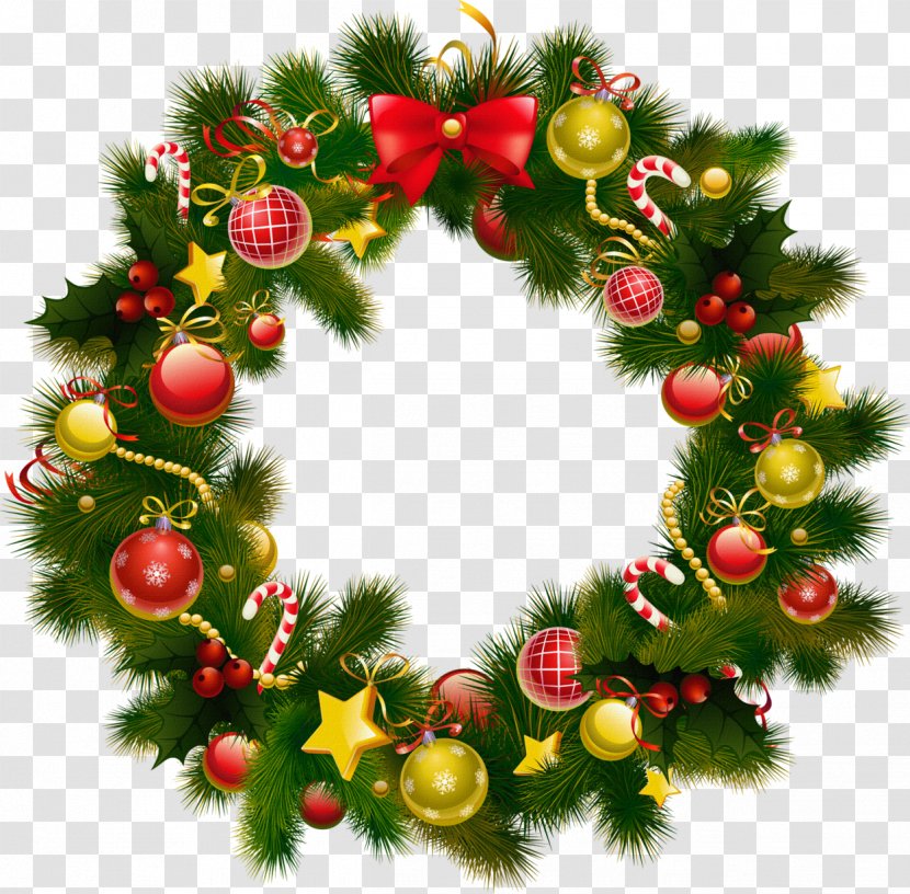 Merry Christmas, Vol. IV New Years Day Wreath Wallpaper - Spruce - Evergreen Garland Cliparts Transparent PNG