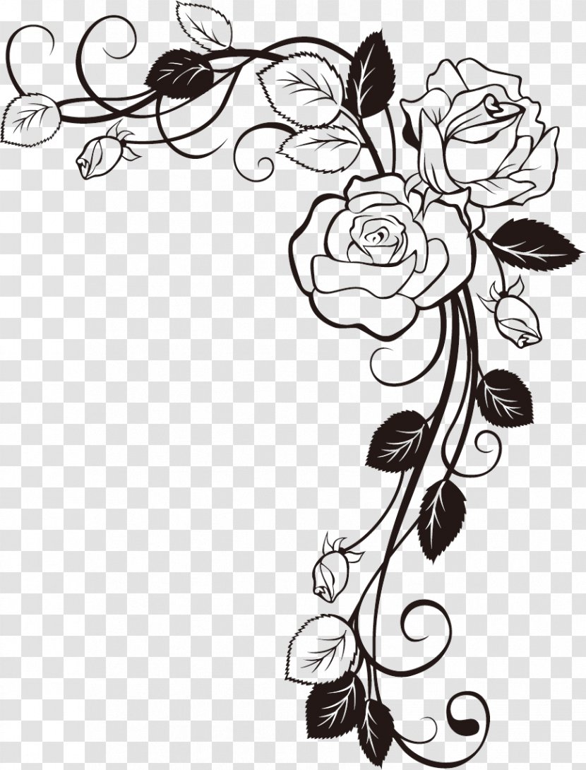 Drawing Sketch Clip Art Illustration Design - Stencil - Camellia Flowers Transparent PNG