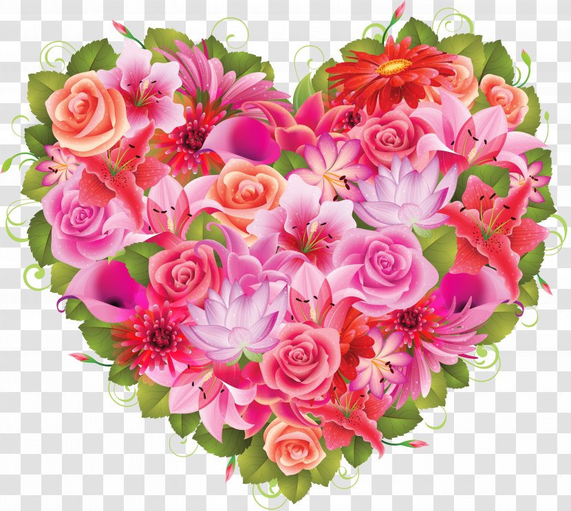 Flower Heart Valentine's Day Clip Art - Flowering Plant - Flowers Transparent PNG