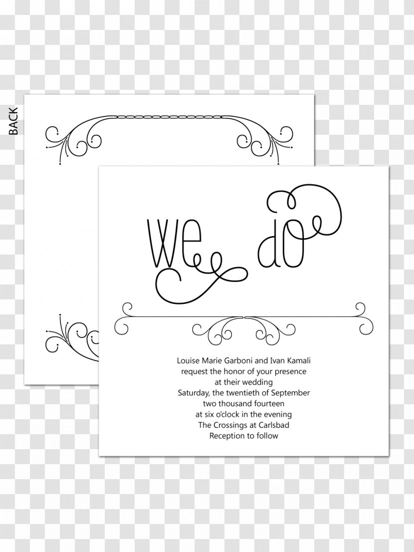 Paper Wedding Invitation Printing Convite - Black And White Transparent PNG