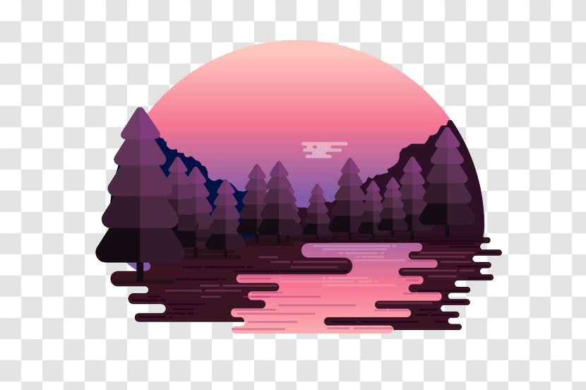 Landscape Painting - Magenta - Design Transparent PNG