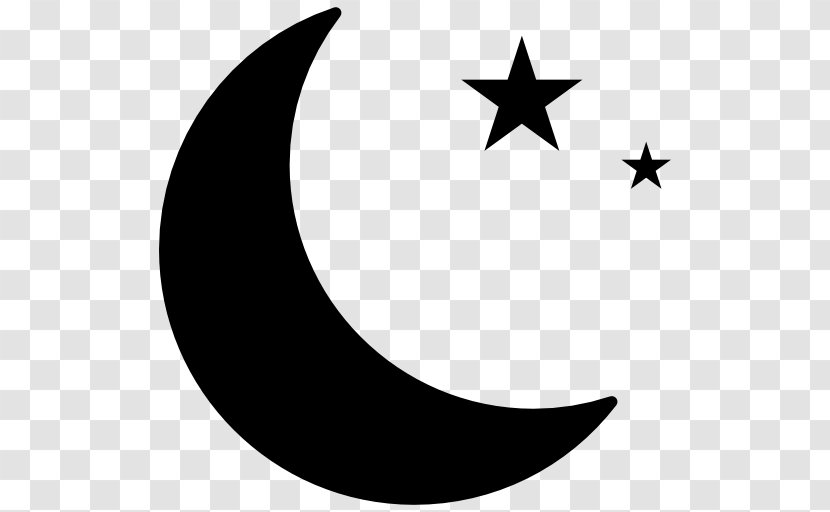 Moon Star And Crescent Symbol Polygons In Art Culture - Black White - The Seventh Evening Of Transparent PNG