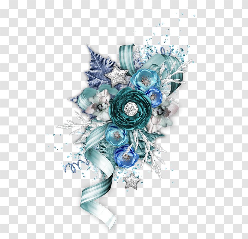 Blue Rose Digital Scrapbooking Flower - Glittery Transparent PNG