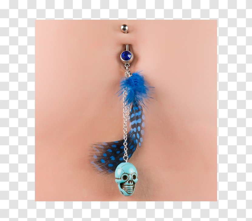 Earring Body Jewellery Feather Bead Turquoise - Earrings - Belly Button Hoop Transparent PNG