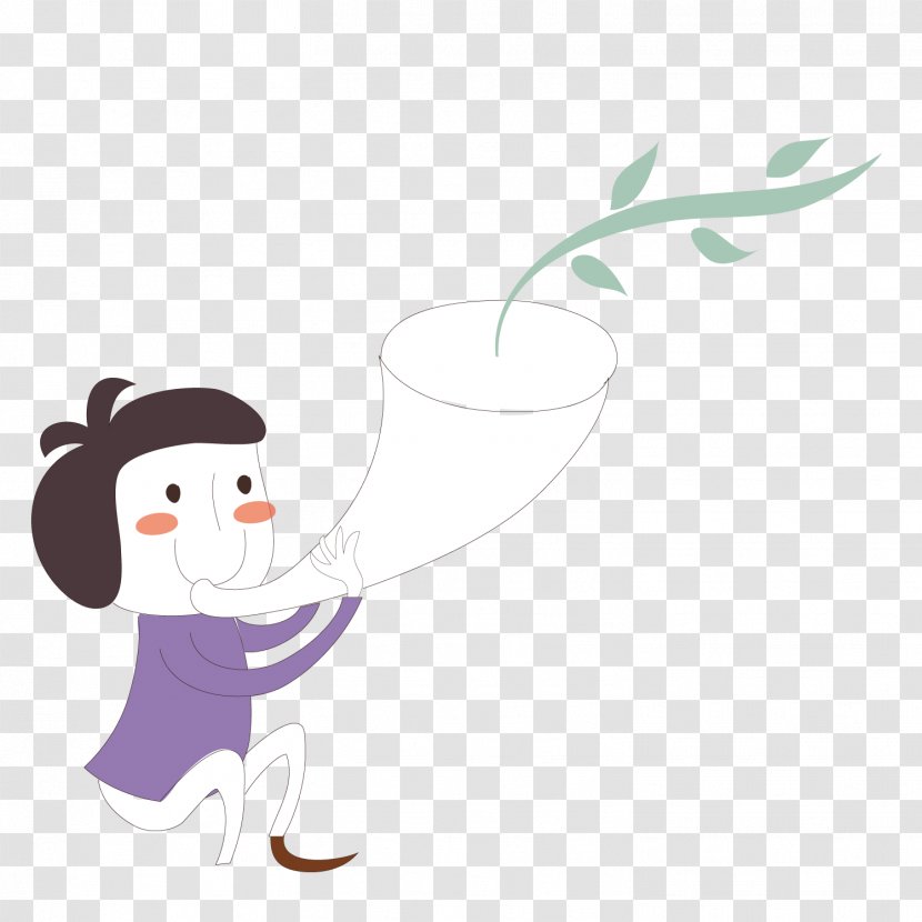 Euclidean Vector Illustration - Watercolor - The Boy With Conch Transparent PNG