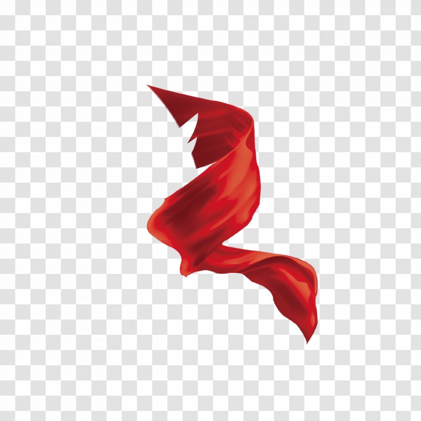 Red Ribbon - Pongee Transparent PNG