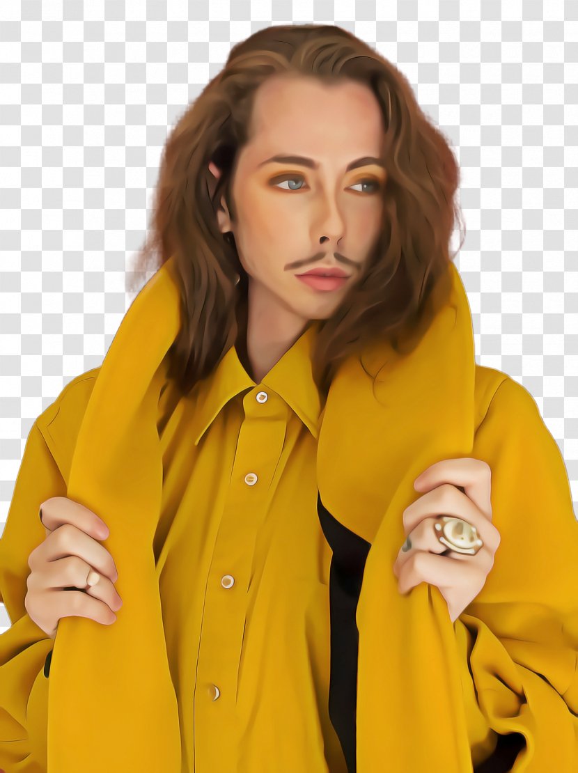 Yellow Clothing Outerwear Raincoat Jacket - Gesture Hood Transparent PNG