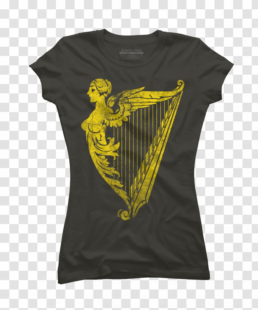 T-shirt Ireland Sleeve Celtic Harp - Top Transparent PNG