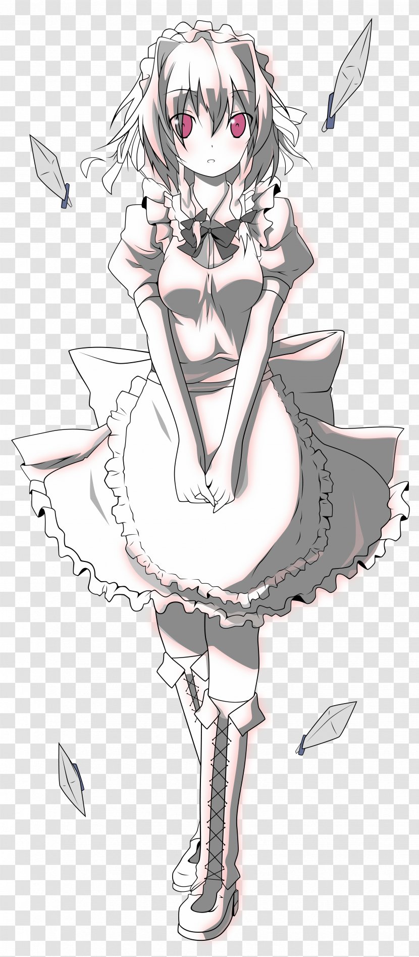 Sakuya Izayoi Touhou Project Desktop Wallpaper Drawing Sketch - Heart - Fan Art Transparent PNG