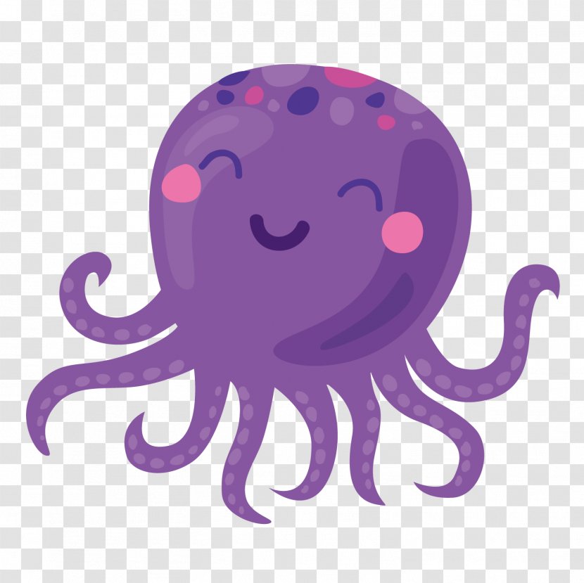 Octopus Cartoon Icon - Typeface - Purple Vector Transparent PNG