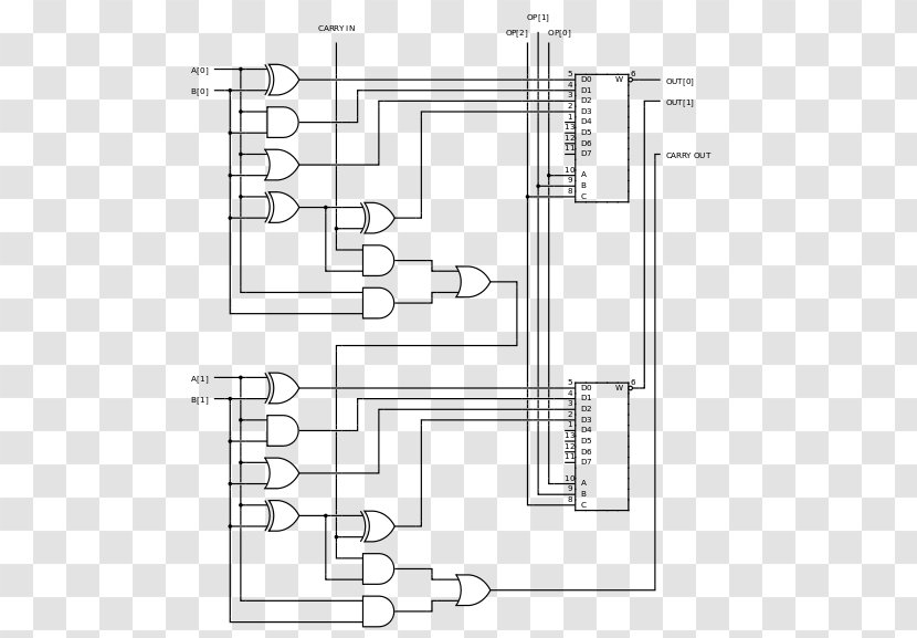 Arithmetic Logic Unit 4-bit Circuit Diagram Wiring - Schematic - Computer Transparent PNG