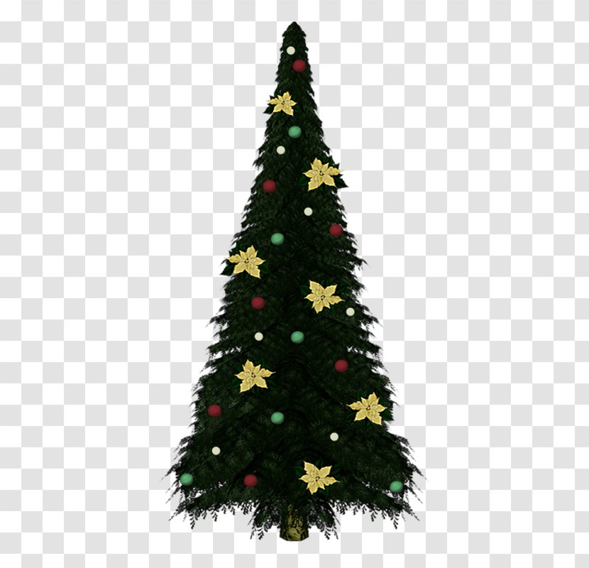Christmas Tree Decoration Fir - Gift - Decorated With Flowers Transparent PNG