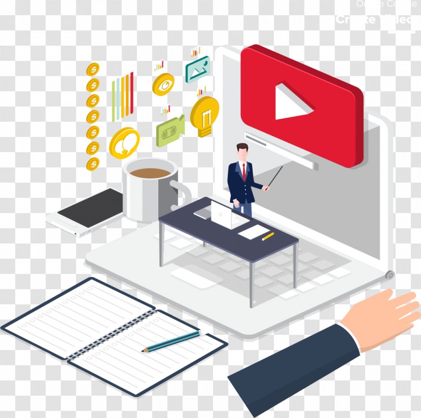 Content Video Illustration - Brand - Isometric Vector Button Transparent PNG