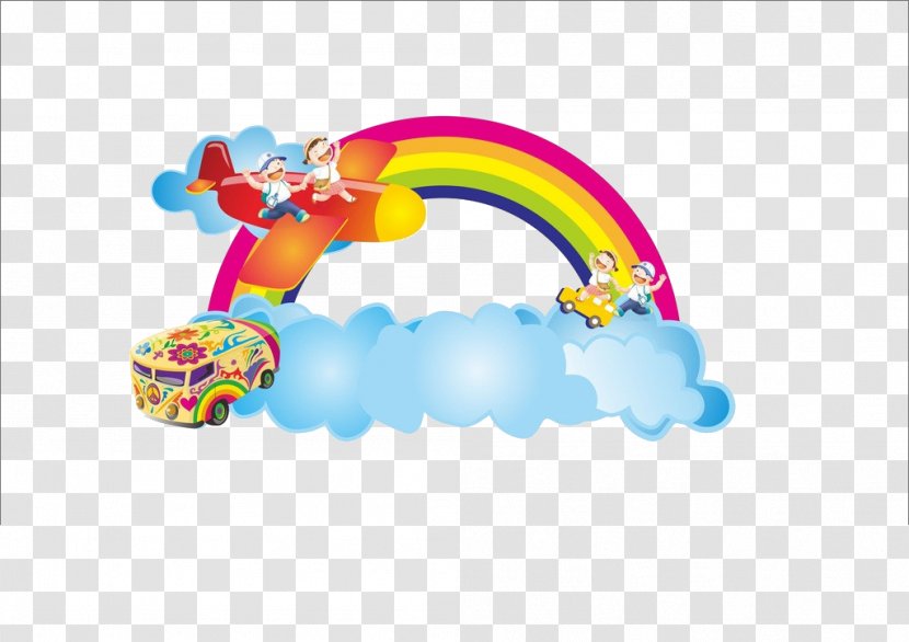 Airplane Cartoon - Sky - Rainbow Transparent PNG