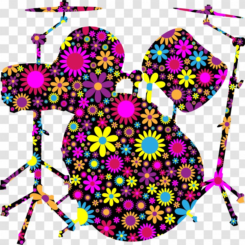 Drums Cymbal Silhouette - Flower - Drum Transparent PNG