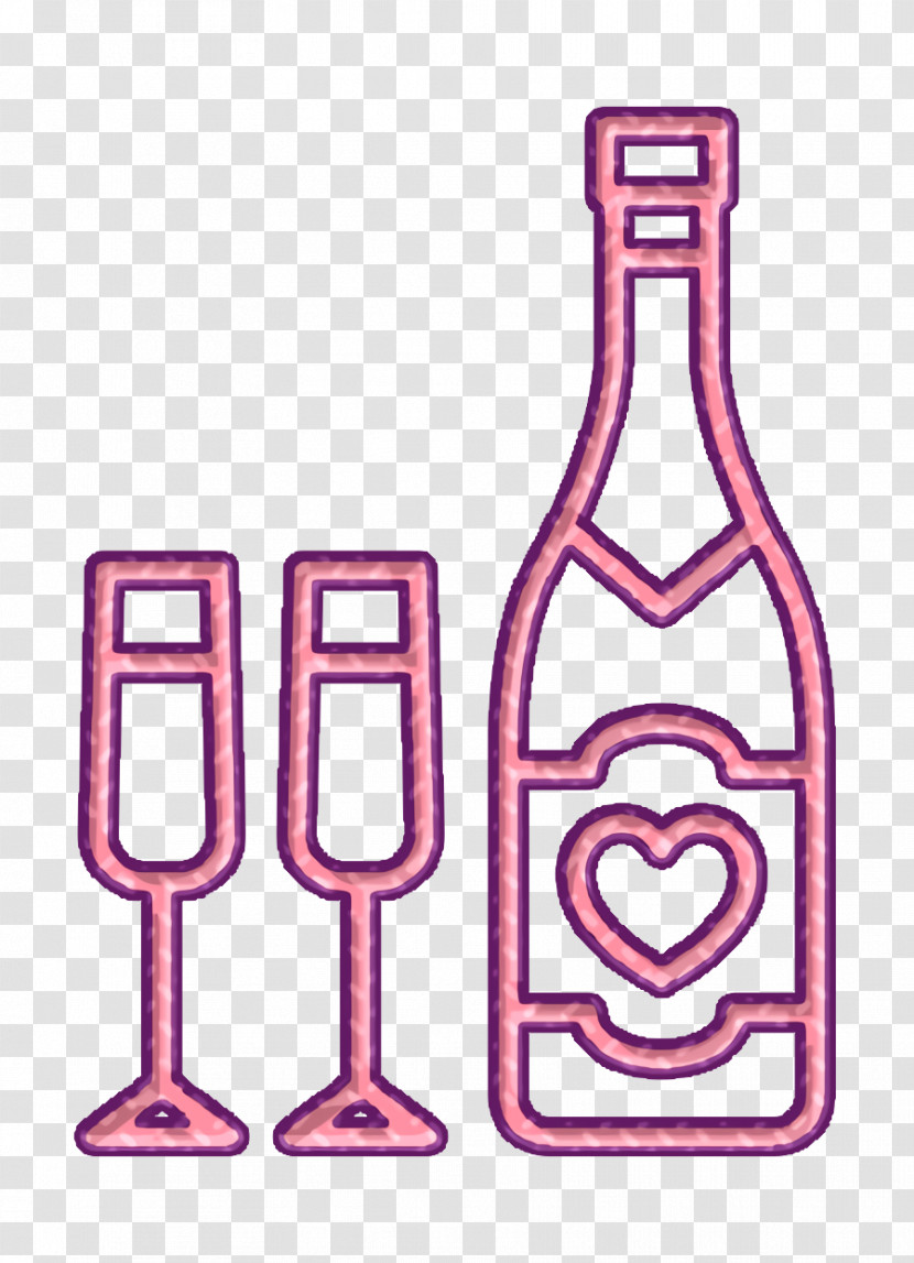 Alcohol Icon Saint Valentine Lineal Icon Champagne And Two Glasses Icon Transparent PNG
