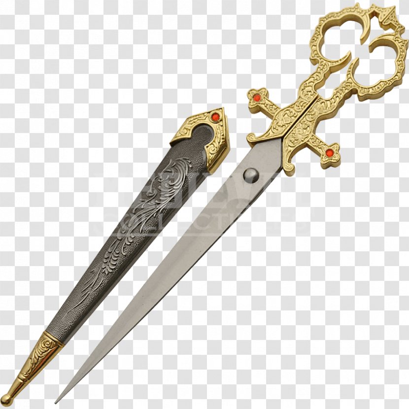 Knife Dagger Blade Sword - Gold Scissors Transparent PNG