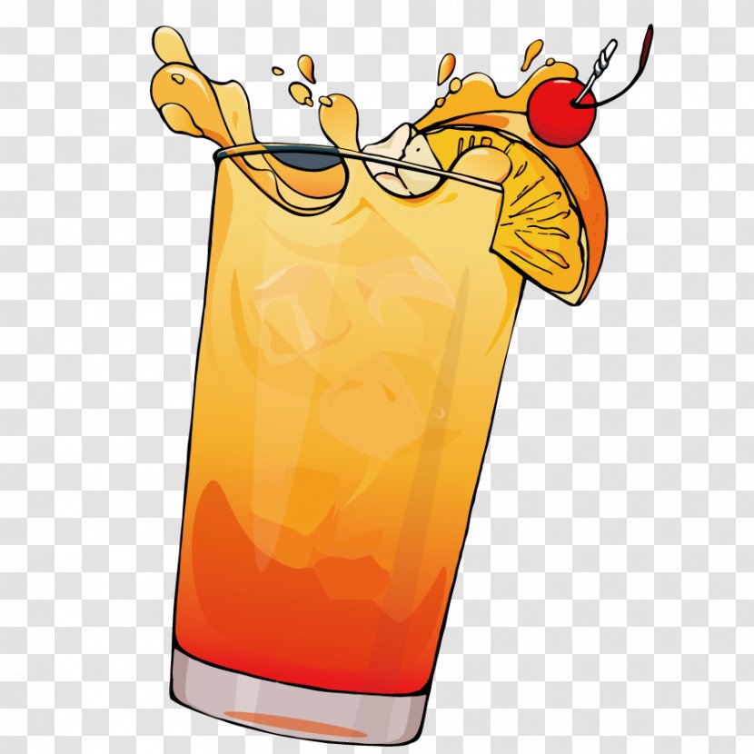 Orange Juice Sea Breeze Cocktail Garnish Drink - Vector Splash Transparent PNG