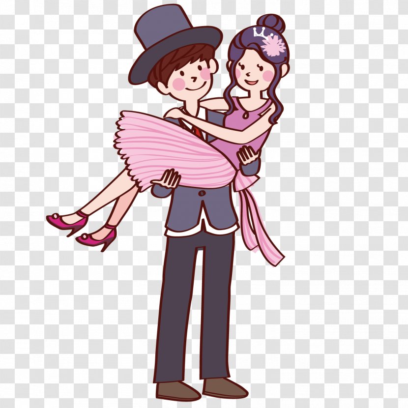 Falling In Love Illustration - Frame - Cute Couple Transparent PNG