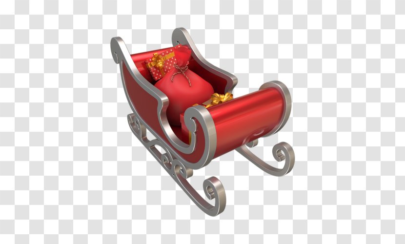 Santa Claus Reindeer Christmas Tree Sled - New Years Day - Red Sleigh Transparent PNG