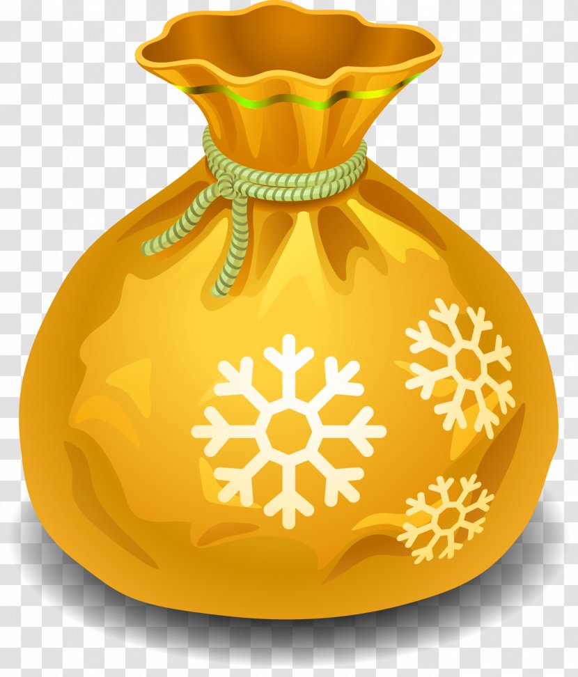 Santa Claus Bag Christmas Clip Art - Yellow Simple Purse Decorative Pattern To Avoid Transparent PNG