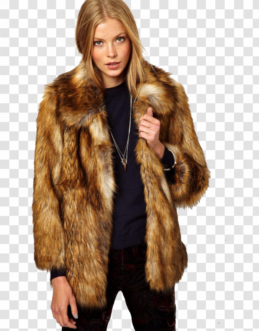 Fur Clothing Coat Fake - Fashion Model - White Transparent PNG